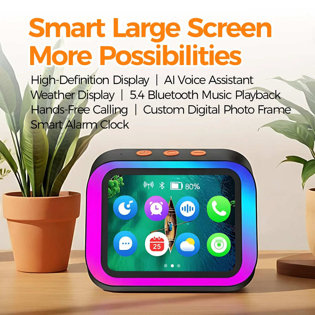 Smart AI Bluetooth Speaker 4 Inch Screen Alarm Clock Translation Weather Photo Frame RGB Light Bedside Voice Assistant view 5