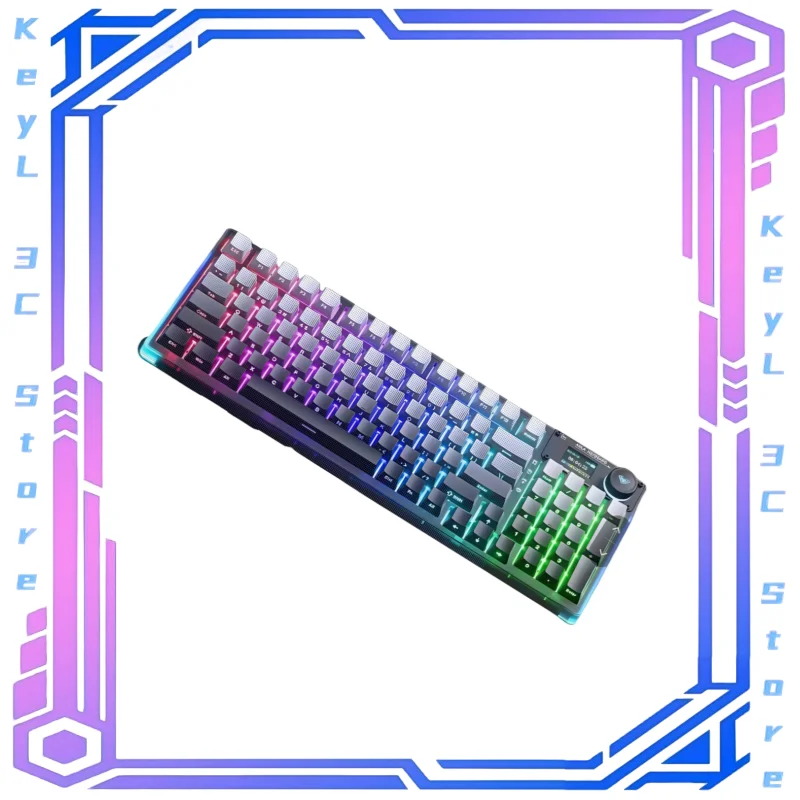 F98 Pro Wireless Transparent Mechanical Keyboard Low delay stable property Customized Screen Display Gasket Structure Present