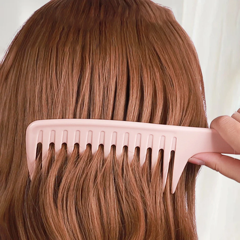1pc Customized Hair Comb Wide Teeth Hairdressing Custom Comb Anti-static Massage Hairbrush Barber Accessories Styling Tools Pink