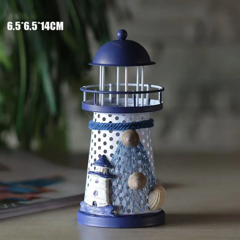 LED Seven Colors Iron Lighthouse Nautical Themed Rooms Home Party Wedding Desktop Decor Birthday Gifts for Kids Adult Chiristmas