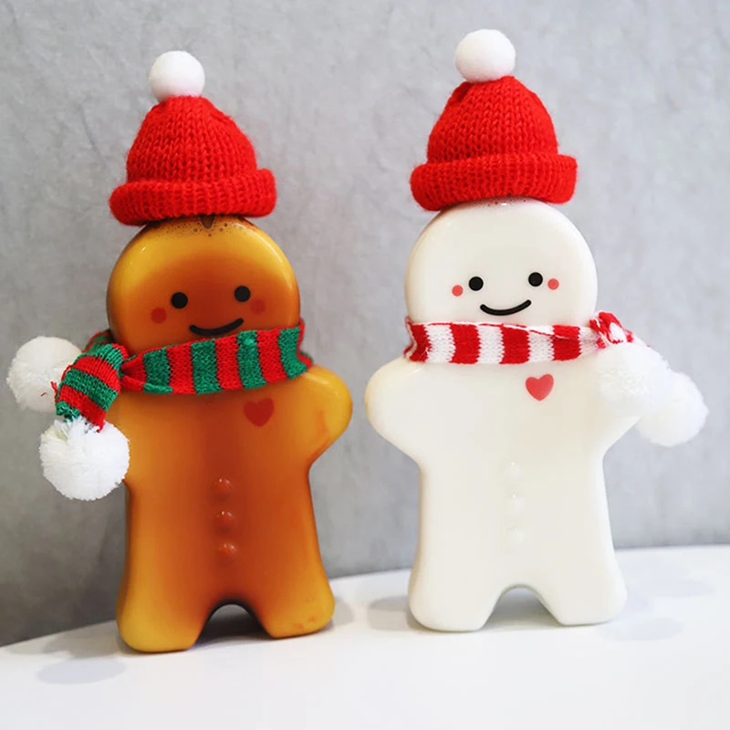 Cute Gingerbread Man Drinking Cup Portable Shaker Drink Bottle Kitchen Milk Tea Water Bottle Home Couple Christmas Bottle Gifts