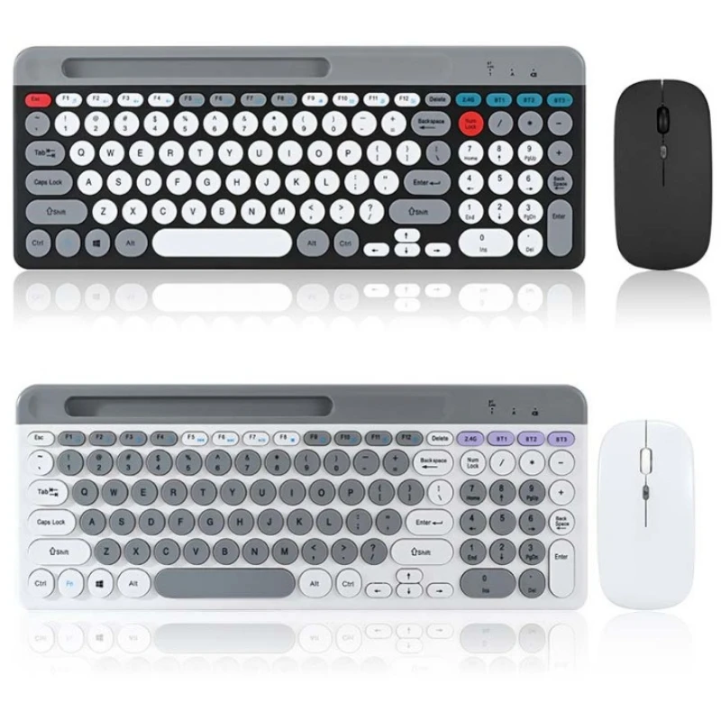 

Round hat card slot keyboard mouse set punk retro charging keyboard and mouse set phablet bluetooth keyboard