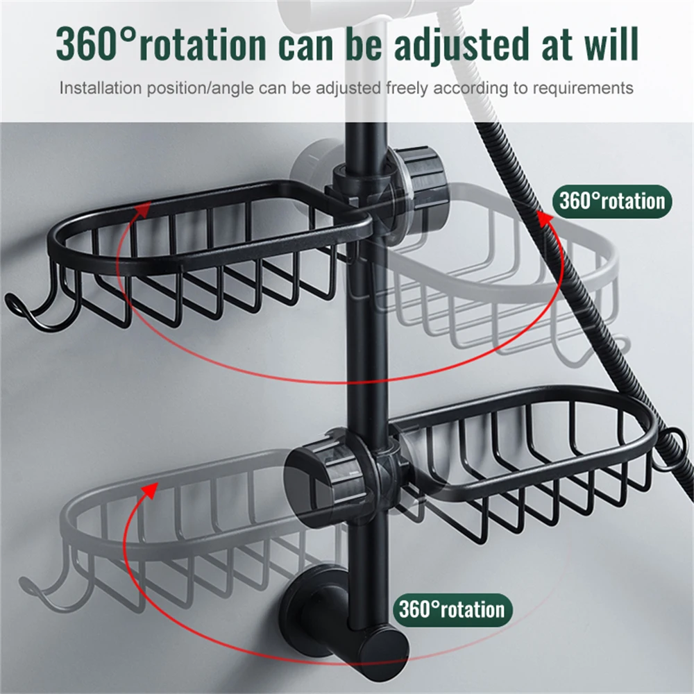 1 Piece Multifunctional Shower Rod Storage Rack Quick-Draining Bathroom Organizer Bathroom Accessories Storage Shelf image 3