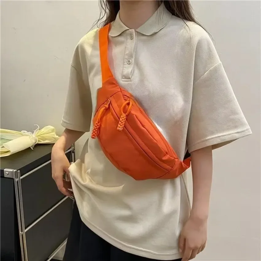 Women's Solid Color Canvas Crossbody Chest Bag Sling Waist Pack Waterproof Sports Hiking Bag Versatile Outdoor Travel Pouch