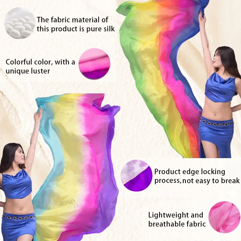 جديد الرقص الشرقي المرأة الحجاب الحرير الحقيقي خفيفة الوزن الرقص الشرقي اليد رمي وشاح شال الحجاب فتاة