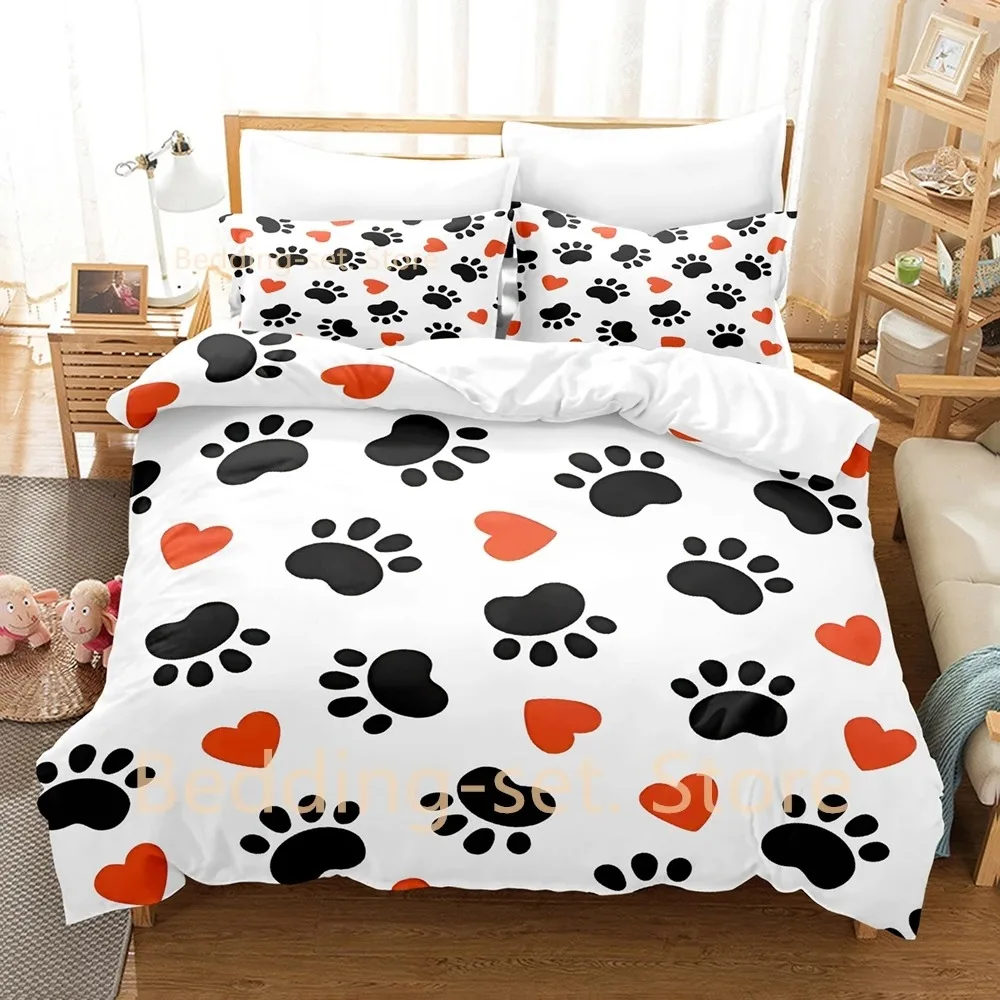 Cute Cat Claw Bedding Set Single Twin Full Queen King Size Bed Set Adult Kid Bedroom Duvetcover Sets Print Anime Bed Sheet Set