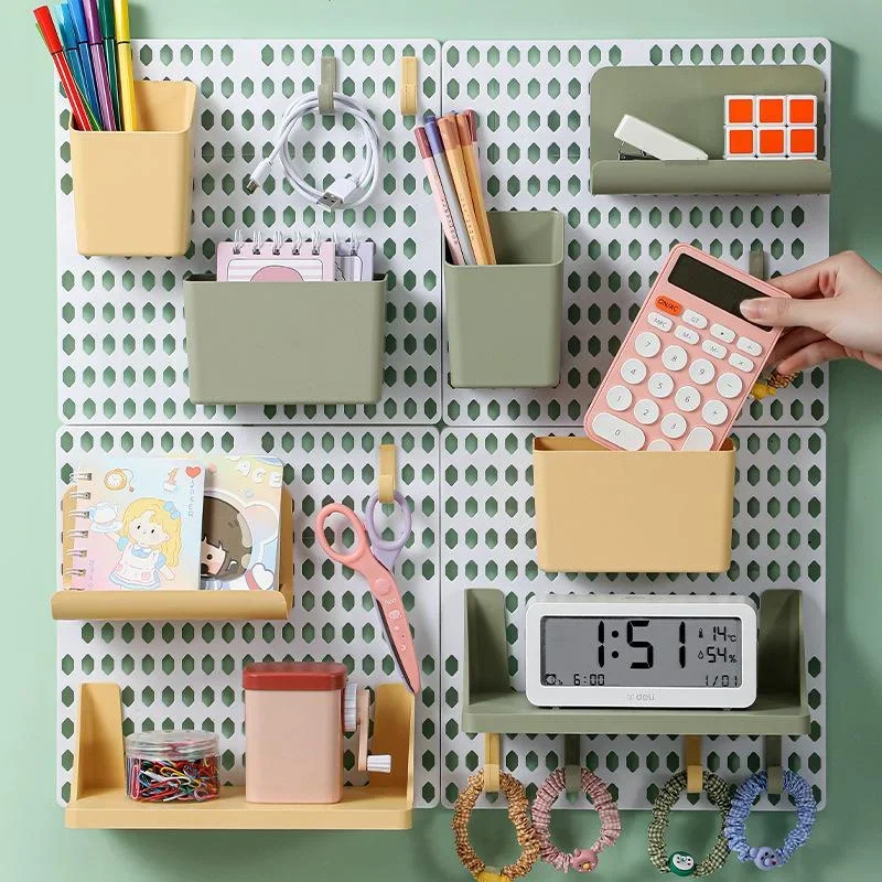 

Whiteboard Hole Board Wall Shelf Hooks Self-adhesive Storage Rack Desk Organizer Room Organization Home Storage Accessories