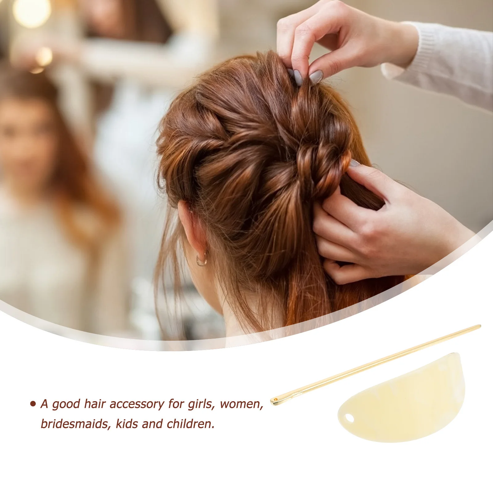 

2Pcs Oval Shape Hair Stick Acrylic Hairpin Bun Holder Ponytail Clip for Women Wedding Party Hair Styling Stick