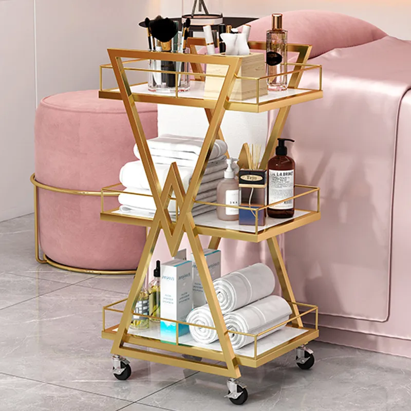 Beauty salon tool cart Multifunctional barber shop Dyeing and ironing salon Cart Nail art embroidery Mobile storage rack