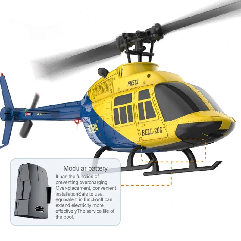 A60 4CH RC Helicopter with 6-Axis Gyro One Key Takeoff/Landing 2.4G Remote Control Anti-Crash & Stable Flight Cool Toys Gifts