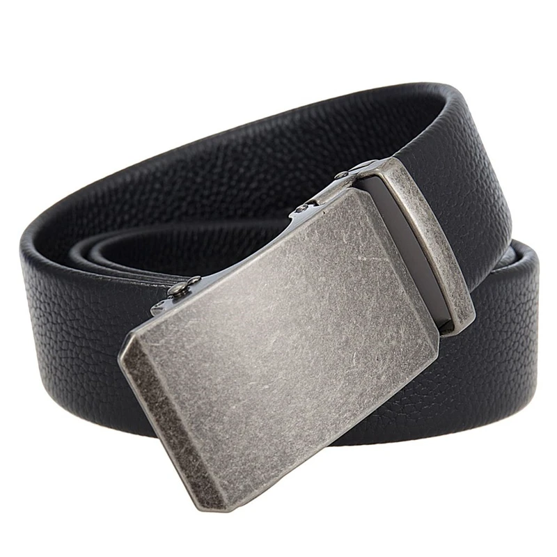 FLEXFIL الرجال حزام جلد البساطة المعدنية الأعمال موضة خمر العلامة التجارية الكلاسيكية الترفيه جلد البقر حزام الخصر الجينز الرجال حزام