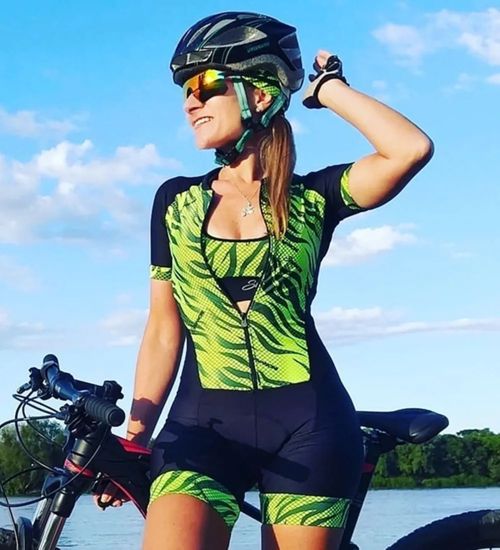

AGAH Women's Cycling Clothing Summer Long Sleeve Little Monkey,Female Cyclist Outfit With Gel,Lycra Bike Jumpsuit Jersey P