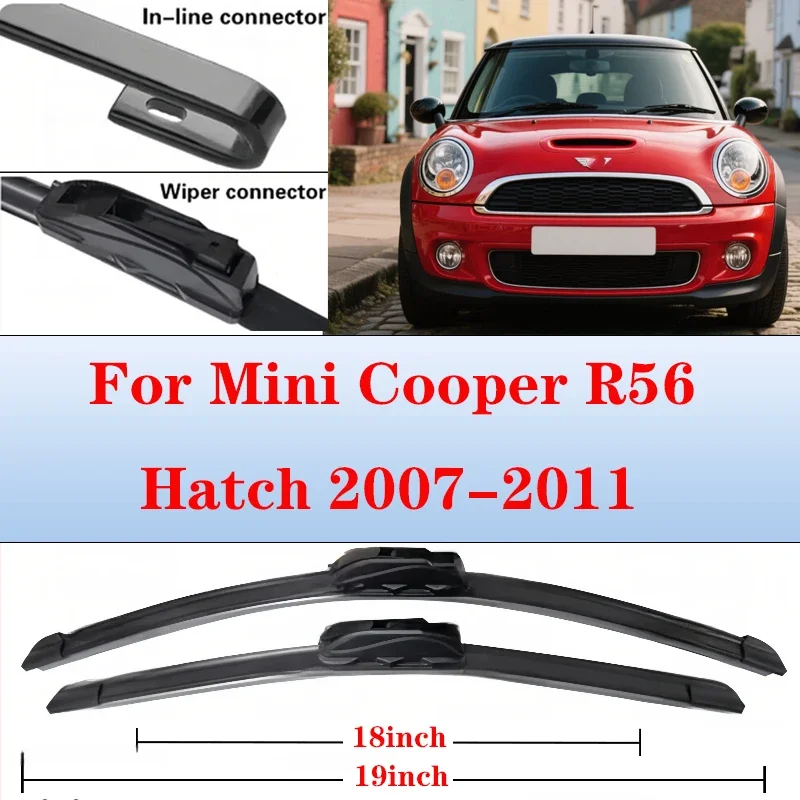 

For Mini Cooper R56 Hatch 2007-2011 2008 2009 Wiper Front Wiper Blades Windshield Windscreen Window Brushes 19"+18"