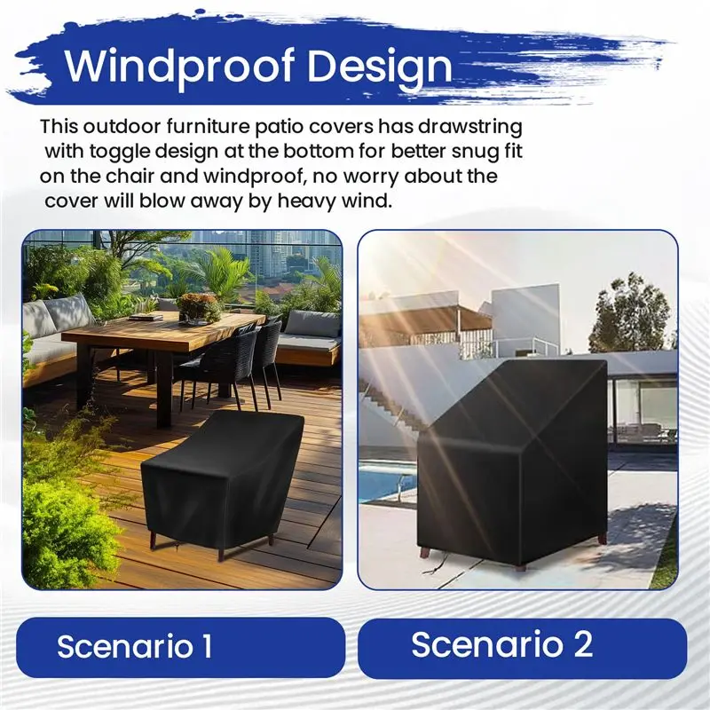 VEHO-Patio Chair Covers,2 Pack Waterproof Outdoor Lounge Deep Seat Furniture Cover,Single Garden Sofa Chair Cover 27X31x40in