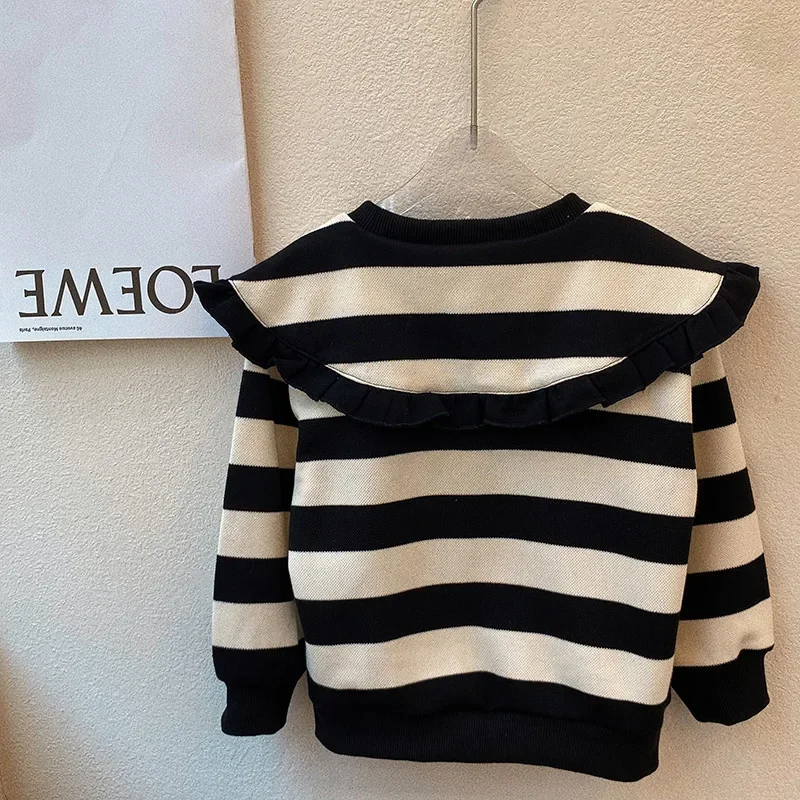 90-140cm Baby Girl Clothes Full Sleeve Pullover Striped Tops Young Girls Clothes 8 9 10 Years Old Teen-agers