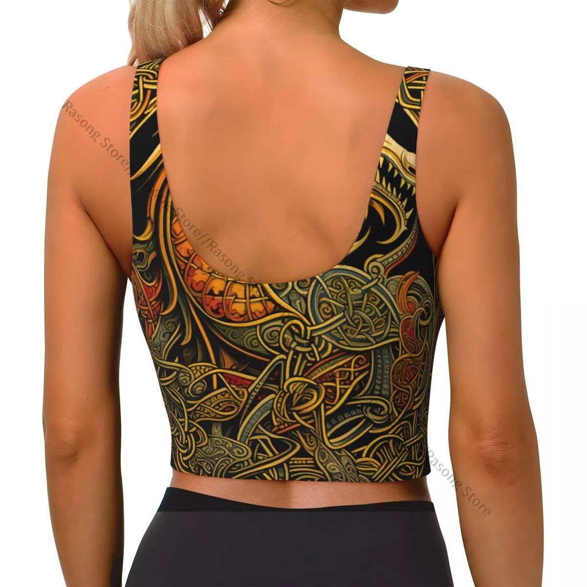 Women Sexy Sports Vest Tribal Dragon Background Female Streetwear Sport Lingerie Tee Crop Top