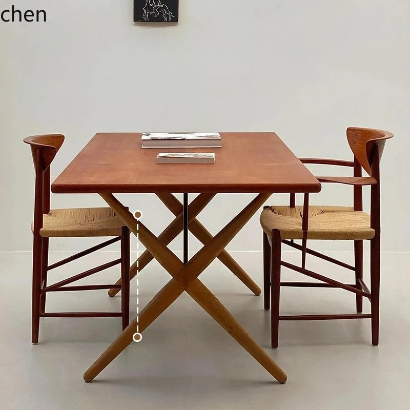 PYH Solid Wood Dining Chair, Wabi-Sabi Style Minimalist Rope-Woven,Hotel Leisure Backrest Mid-Century Chair