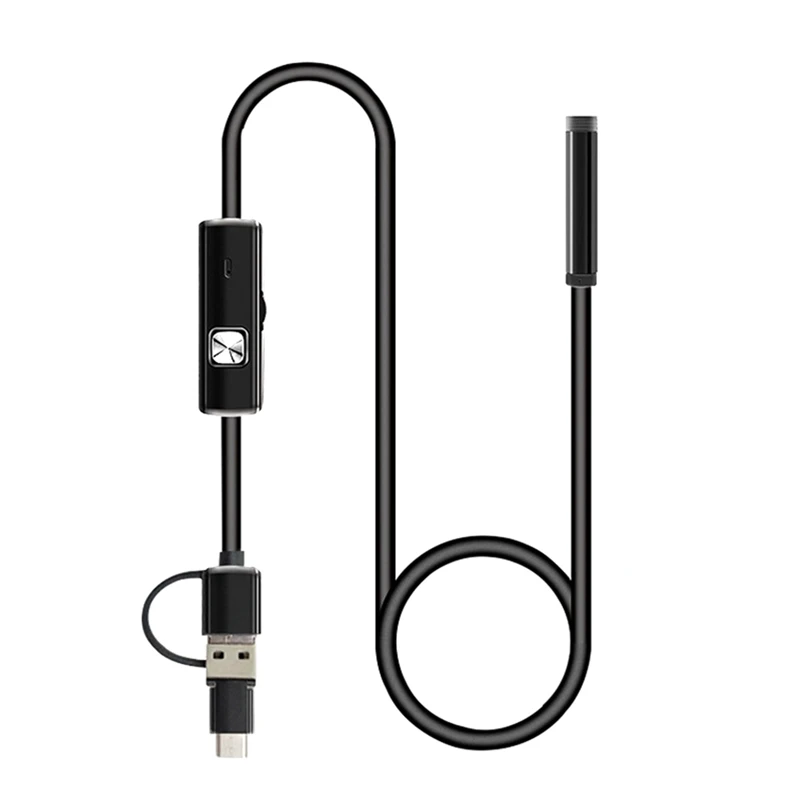 1 PCS 3-In-1 Endoscope Camera 480P 5.5Mm Hard Wire IP67 Waterproof For Car Maintenance And Industrial Sewer Inspection 2M