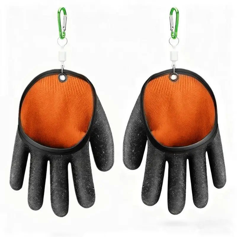 1 Paar Angelhandschuhe mit Magnetverschluss, rutschfest, wasserdicht, für Angler, zum Fangen von Fischen, Latexhandschuhe, Zubehör. – Detail 4
