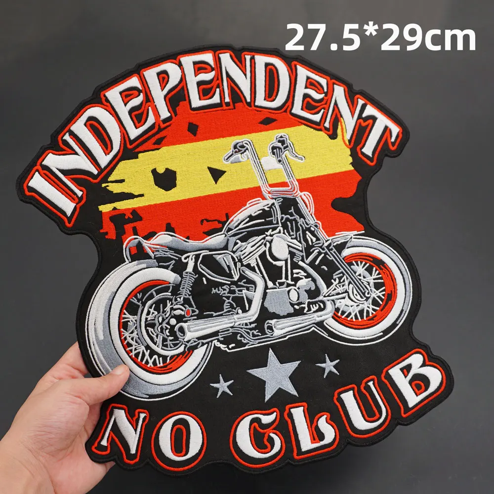 INDEPENDENT NO CLUB Large Embroidery Patch for Jacket Back Vest Motorcycle Club Biker