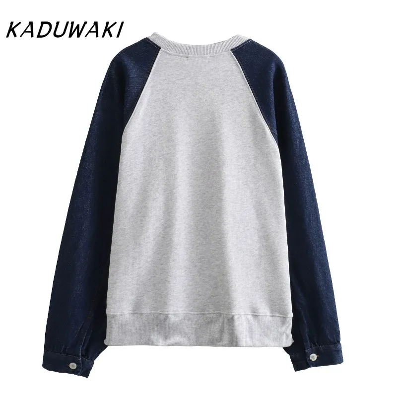 KADUWAKI أزياء المرأة 2 قطعة مجموعة الدنيم البلوز بلوزات و خمر مرونة عالية الخصر السراويل الإناث شيك سيدة فستان أطفال مع سروال داخلي