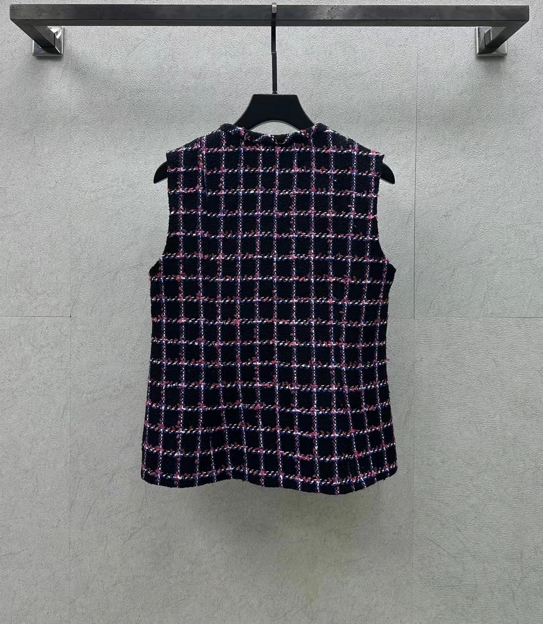 2024 Spring Autumn High Quality Fashion Women\'s Plaid Tweed Coat + Waistcoat Vest Tops C772