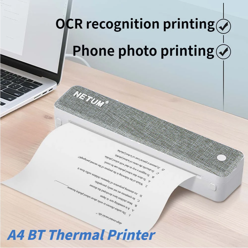 

NETUM P10 Portable Wireless Thermal Printer Ink-Free A4 Printing for Documents Labels Multi-Size Paper Smartphone PC Compatible