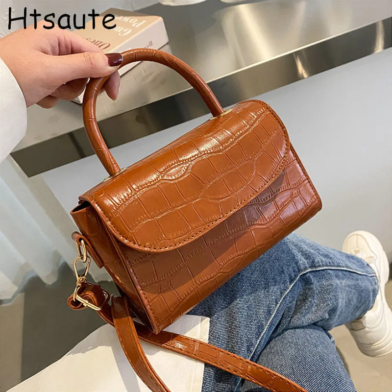 

Fashionable Small Women Crossbody Bag with Top Handle and Flap Luxury Brands Solid Color Square Purse Simple Design Shoulder Bag
