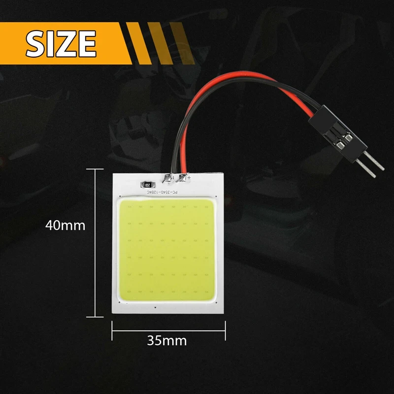 Interior do carro LED Painel de luz, luz cúpula, mapa lâmpadas, 48SMD COB, branco, T10, BA9S, 10 pcs por conjunto