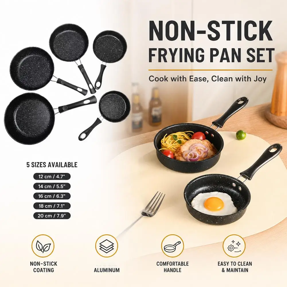 Stainless Steel Frying Pan Ergonomic Handle Fast Even Conduction Antistick Cooking Skillet for Bacon Steak Onion Egg Pan