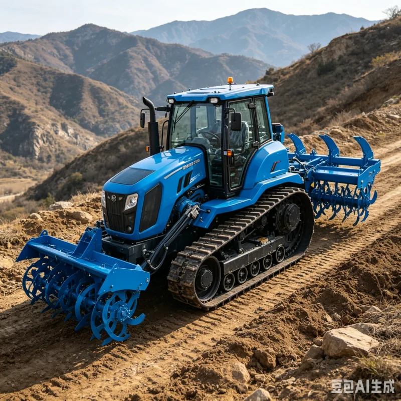Hydraulic Front Shovel Track Tiller Micro Cultivator Liquid Pressure Lift Loader Bucket Rear Rotary Blades Farming Small Tractor