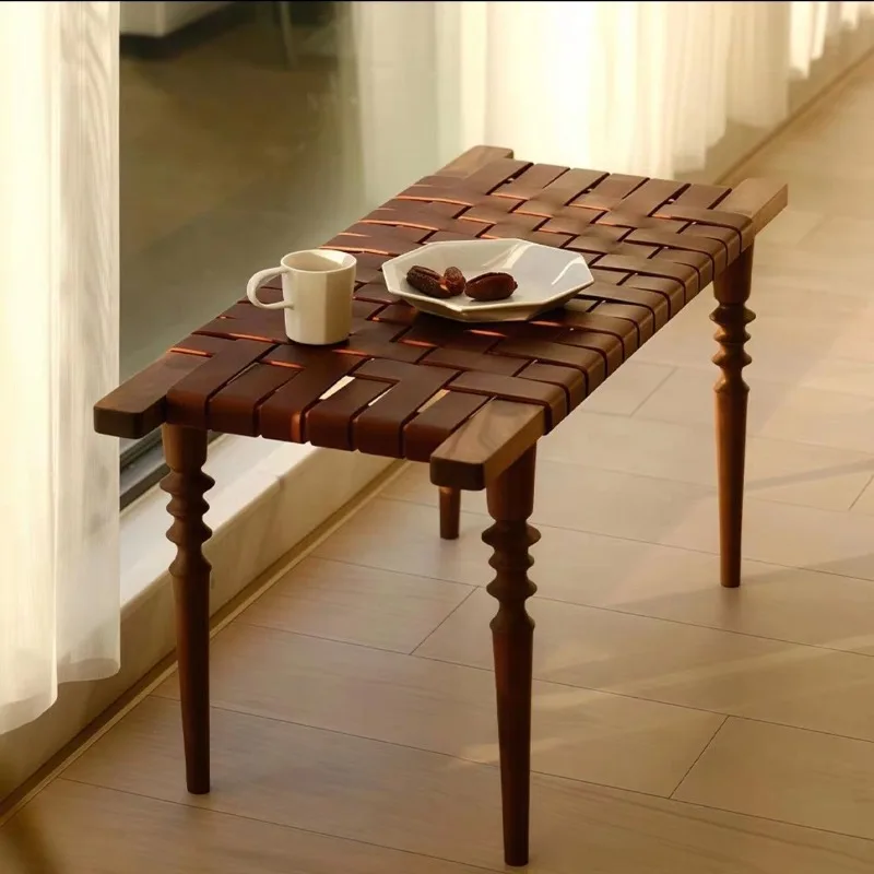 medieval solid wood bedside stool, household entrance to change shoes, stool on the side of the sofa, saddle pedal, long dining