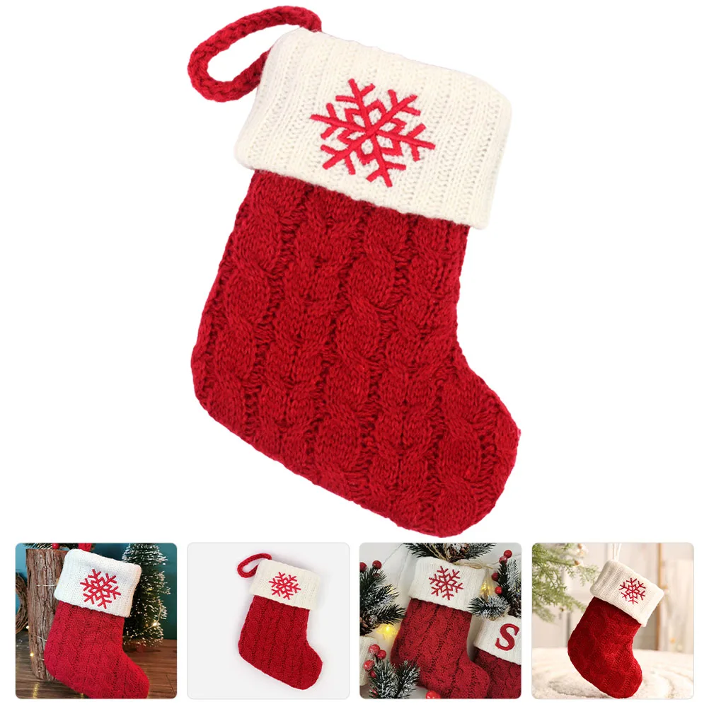 

1pc Festive Christmas Stocking Decorative Pendant Xmas Hanging Sock Gift Bag Tree Ornament Holiday Decoration Party Supply Candy