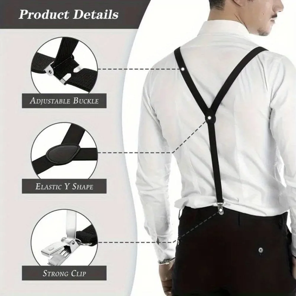 Picture 5: Black Suspenders Men Pants Apparel Adult Suspender Man Shirt Dress Women Wedding Party Solid Color Suit Skirt with Braces Straps