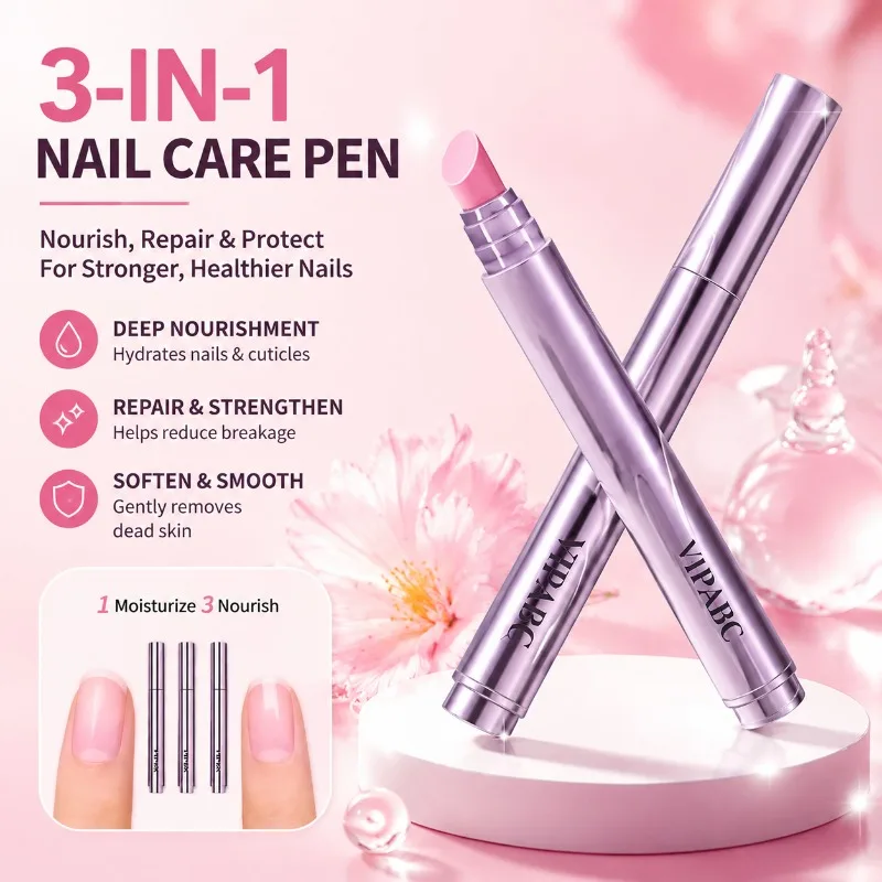 3‑in‑1 Nail Essence Pen Cuticle Remover Nutrient Liquid Repair Damaged Nails Prevent Breakage Hydrate Nail Bed Hydrolyzed