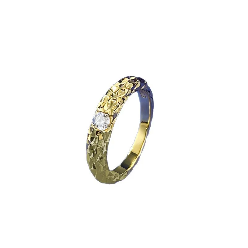Xiaoyan 100% S925 Silver D Moissanite 30 Cent Dragon Scale Crushed Ice Ring Autumn/Winter Gem Wedding Ring High Jewelry