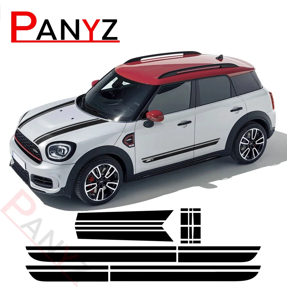 Car Hood Decal Bonnet Band Rear Trunk Body Kit Side Stripes Skirt Sticker for MINI Countryman F60 All4 Cooper JCW Accessories