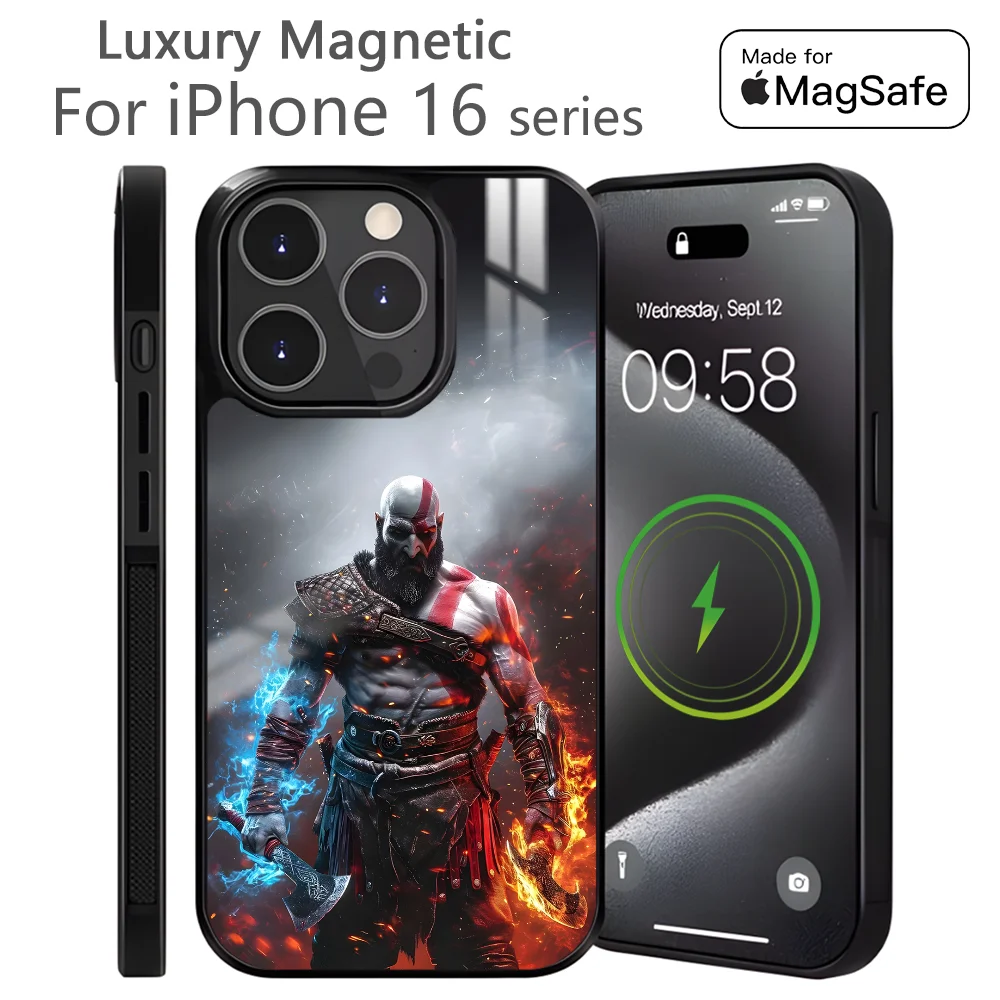 G-God Of W-War Game Anime Phone Case For iPhone 16 15 14 13 12 11 Pro Max Plus Mini Magnetic Magsafe Wireless Charging Cover