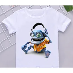 Funny Boys T-Shirts New Crazy Frog Anime Cartoon Print Children'S Tshirts Hip-Hop  Clothes White Short-Sleeved Shirt Tops