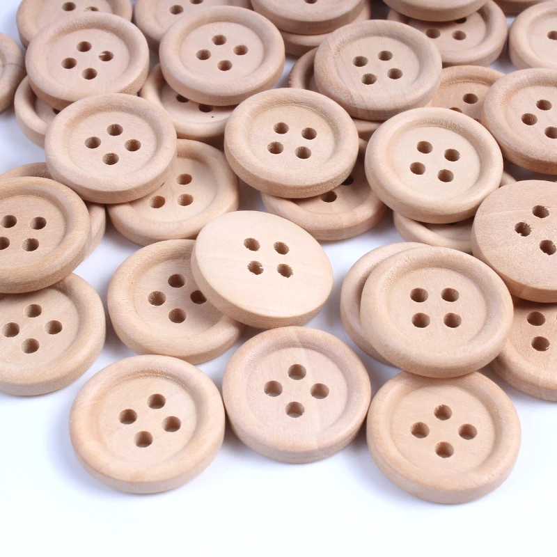 50PCS/lot 18mm 4 Holes Round Wooden Buttons Garment Sewing Accessories DIY Button Craft Scrapbooking Decoration