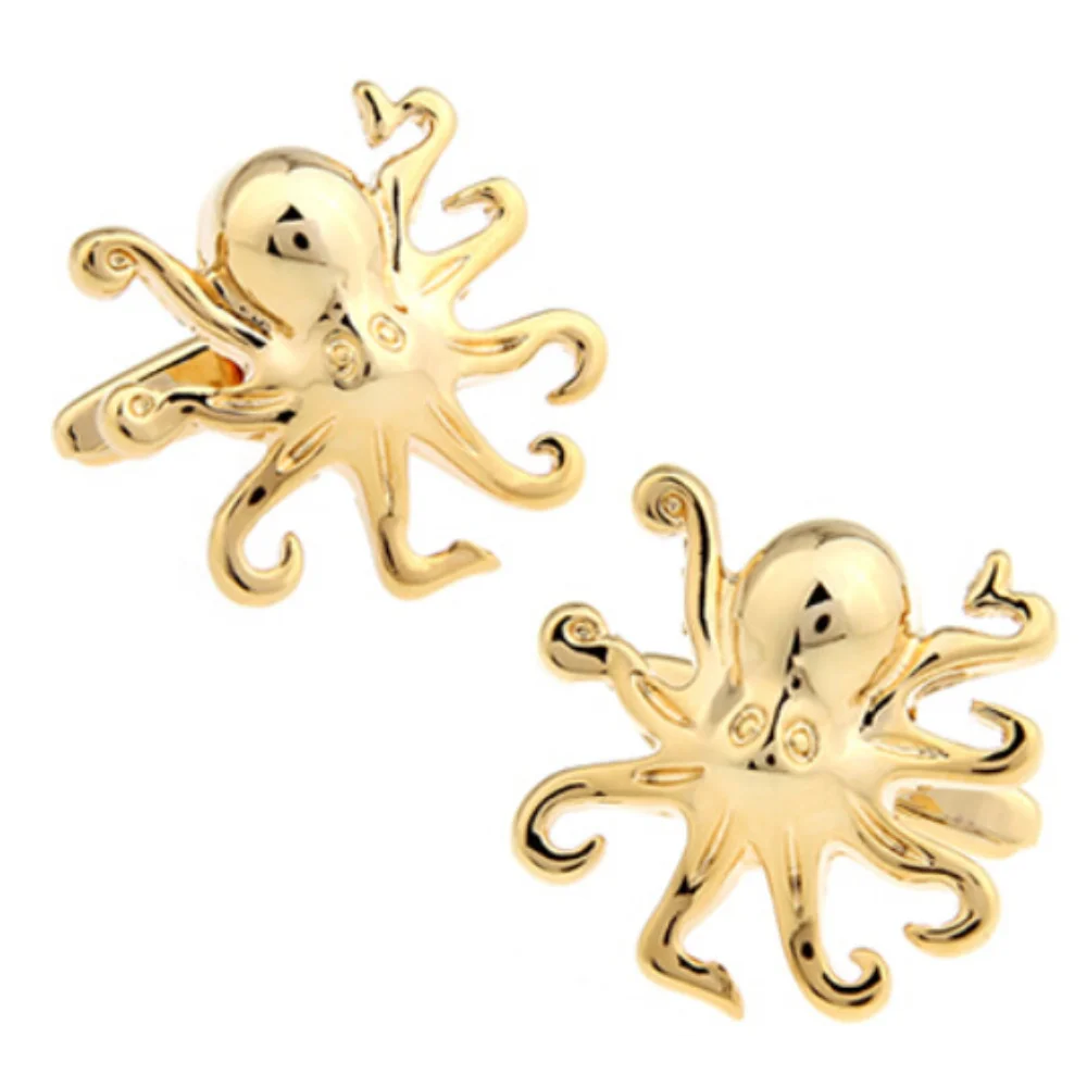 Vintage Gold Octopus Cufflinks Ocean Animal Shape Metal Men Shirt Cuff Links Novelty Suit Jewelry Gift