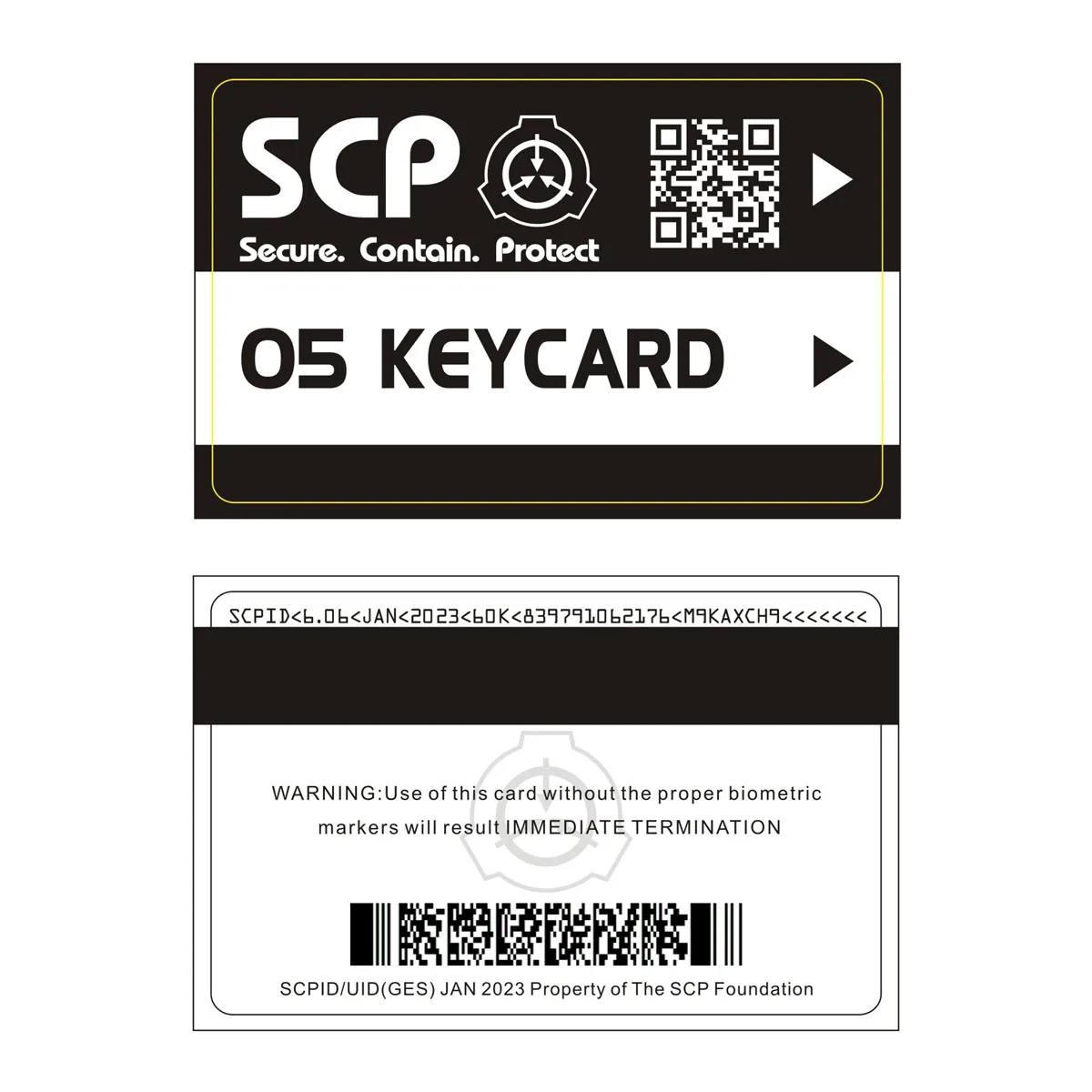 SCP foundation secret PVC Special Logo Cosplay Access Grade Card vi-001