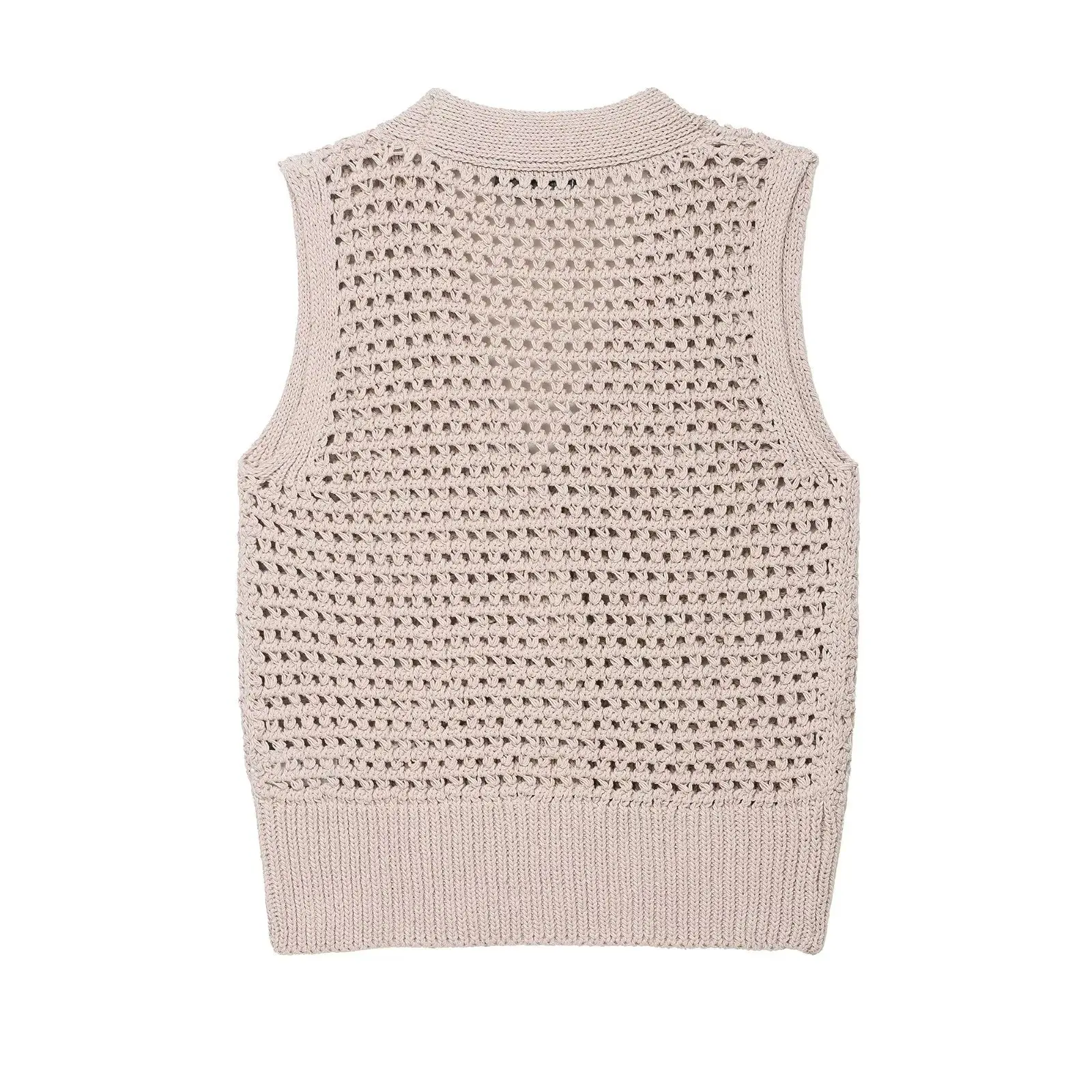 

Women's autumn fashion hollow out design casual single breasted V-neck knitted vest retro sleeveless women's vest chic top