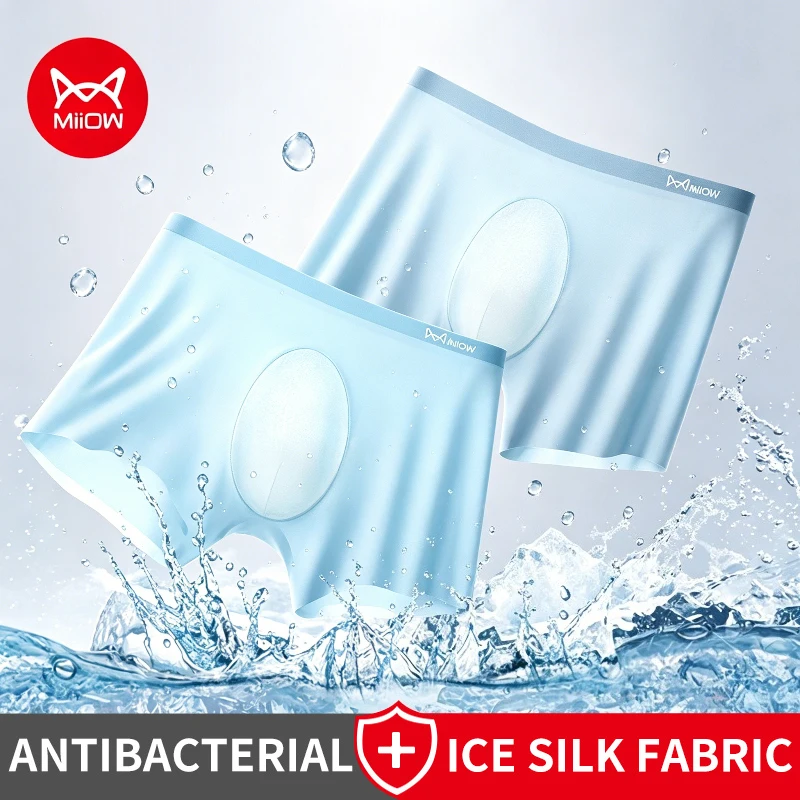 

MiiOW 3Pcs Ultra-thin Summer Men Ice Silk Underwear Antibacterial Men's Panties Seamless Breathable Underpants Man Boxer Briefs
