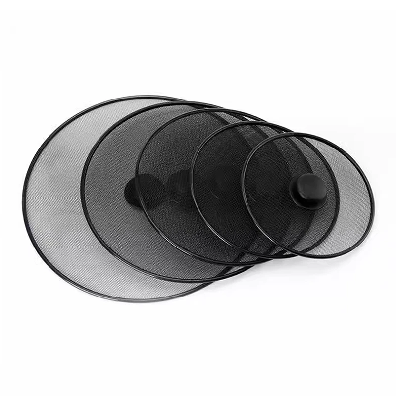 Kitchen Tools Black Splatter Screen Anti Grease Frying Pan Oil Splash Guard Lid Fine Mesh Splash Guard Cover Lid
