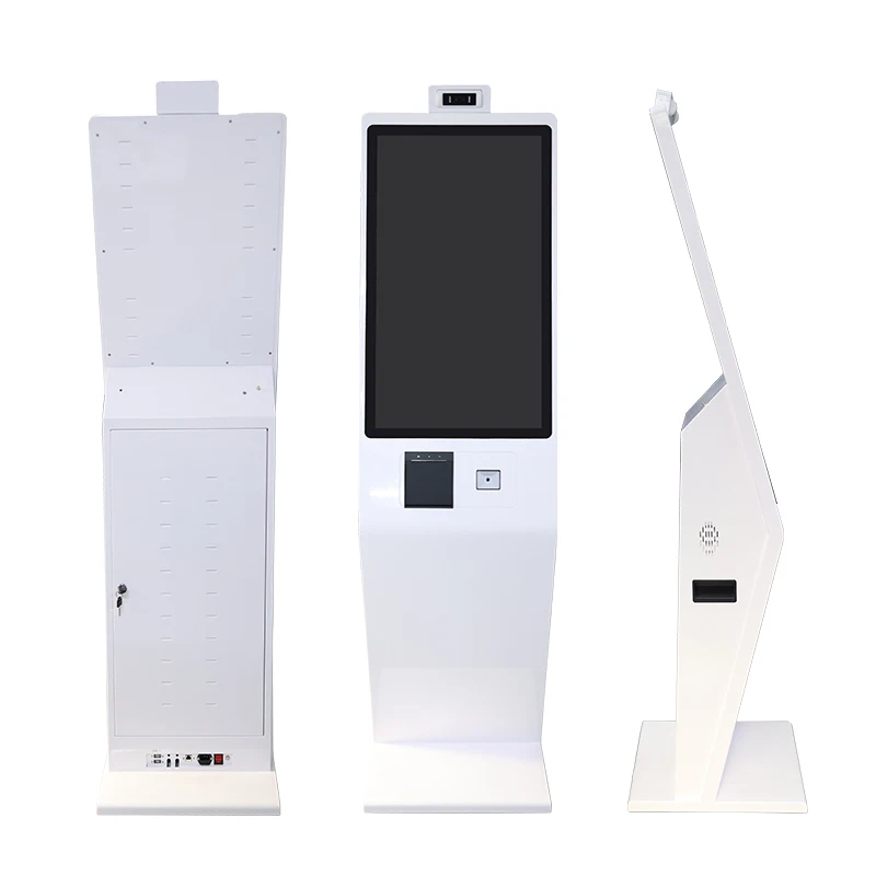 Custom 15.6 21.5 32 43 Inch Vertical Floor Stand Capacitive Touch Screen Pc Kiosk With Ticket Printer QR Code Scanner Camera