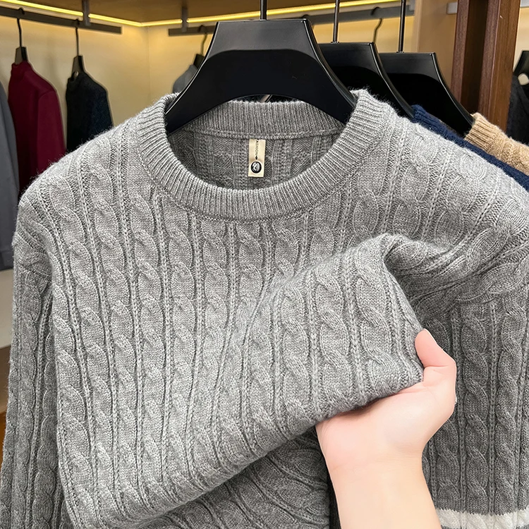 Hochwertige Rundhalspullover Herren Casual Neue Trend Marke Persönlichkeit Streifen Zipper Herbst Winter Komfort Warm Stricken Sweater – Detail 12
