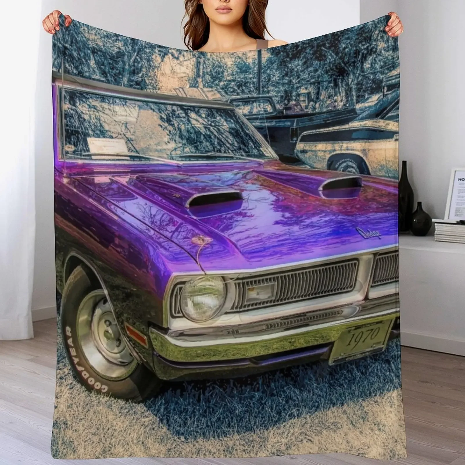 

Purple 1970 Dart Swinger Front Throw Blanket for sofa Tourist Retros Quilt Blankets