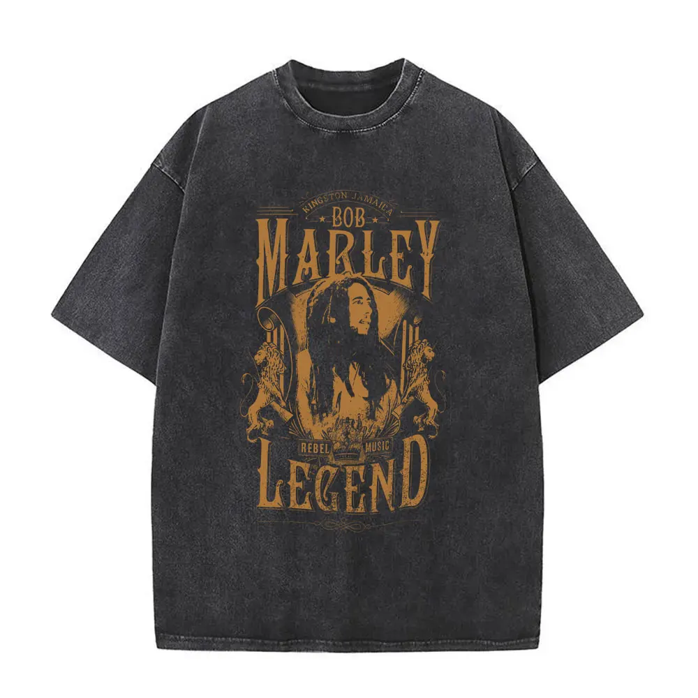 Washed Vintage Reggae Bob Marley Rastaman Vibration Graphic T-shirts Men Women Casual Cotton Retro T Shirts Male 90s Streetwear