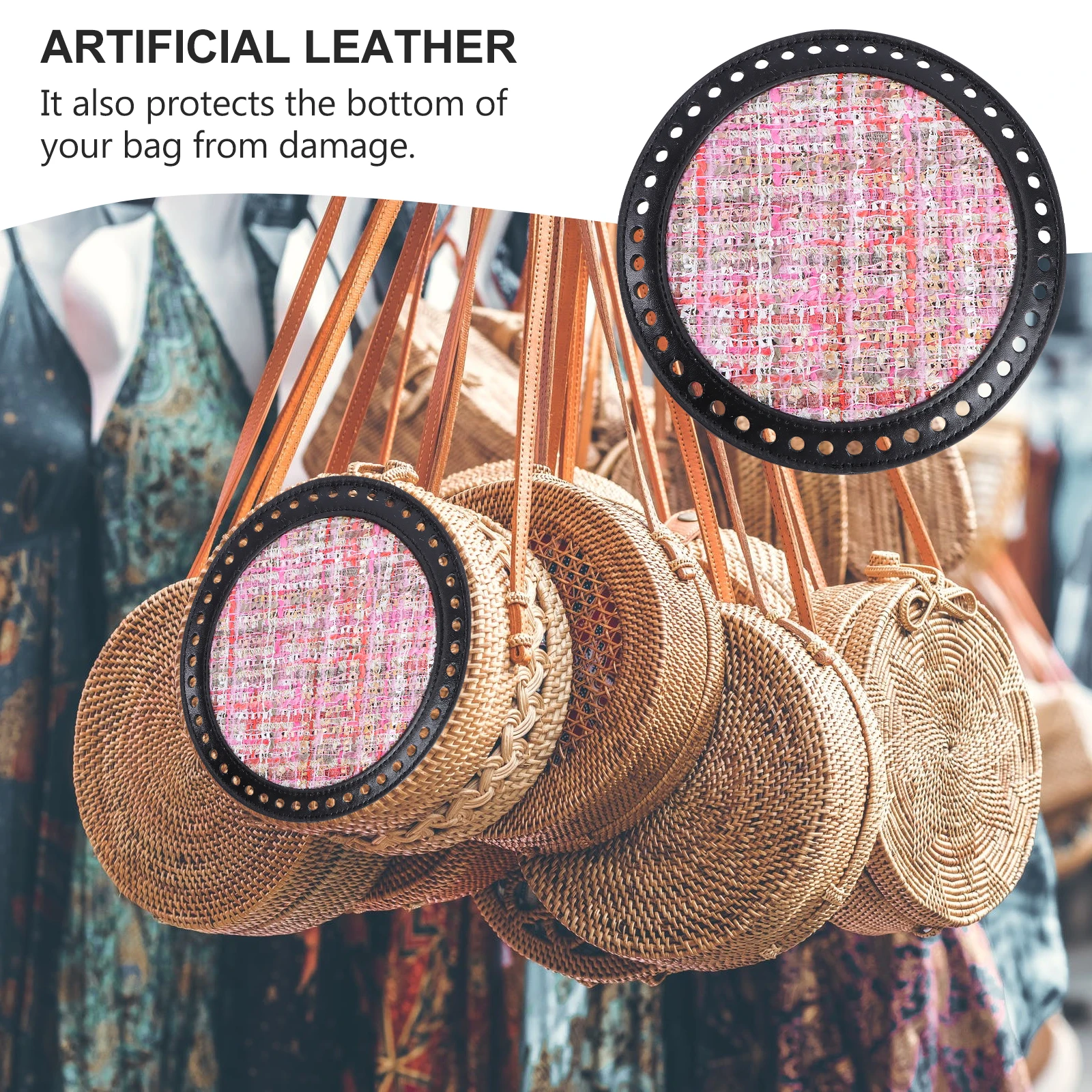 

Woven Circle Crochet Base Bottom Shaper Pad DIY Material PU Durable Fashion Bag Pu Bag Bottom Accessories